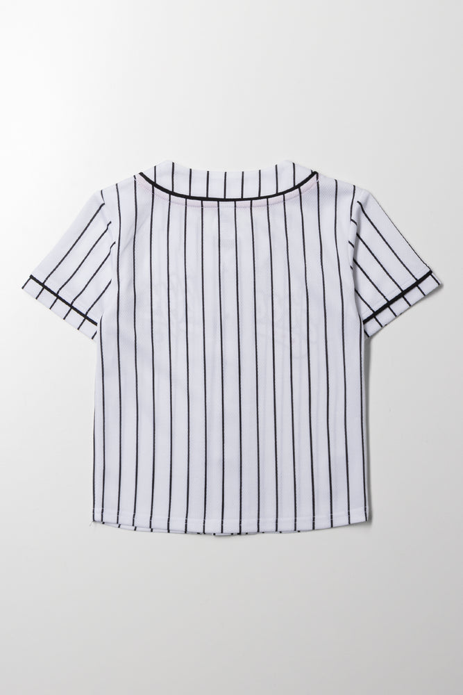 Baseball Button Through Top White (2)