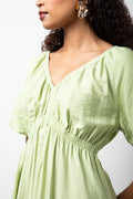 Short Puff Sleeve Dress Green (3)