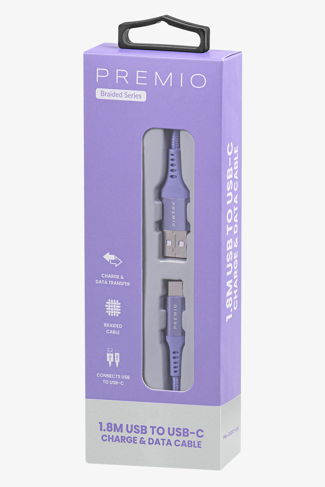 Premio Braided USB Cable 1.8M Purple (2)