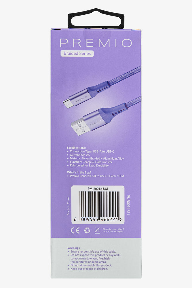 Premio Braided USB Cable 1.8M Purple (3)