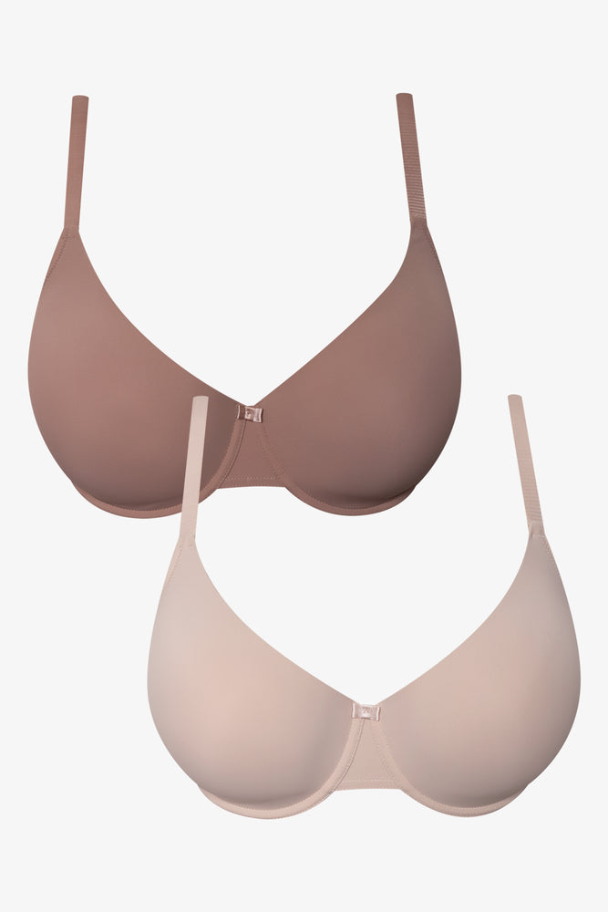 Plus Size 2 Pack T-Shirt Bra Natural And Brown