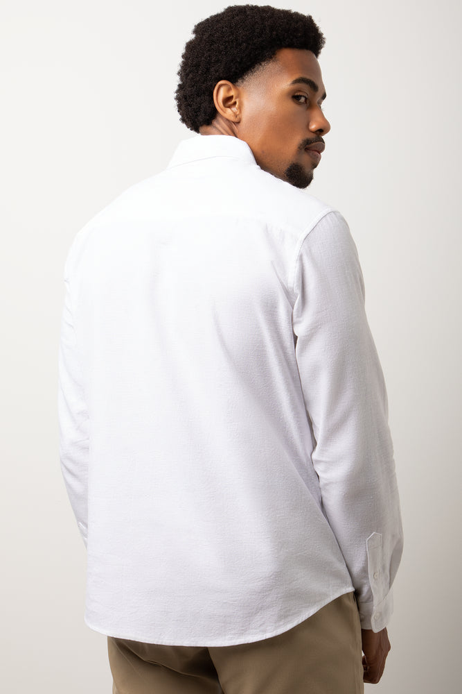 Long Sleeve Linen Blend Shirt White (2)