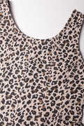 Animal Print Flare Denim Dress Brown (1)