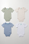 4 Pack Short Sleeve Vests Multicolour