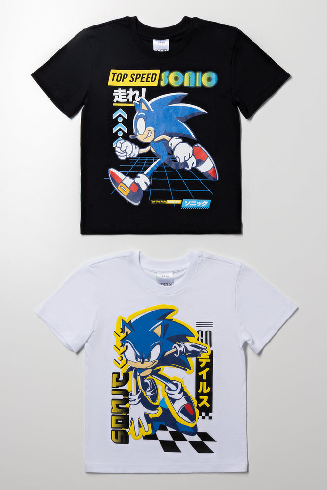 2 Pack Sonic Short Sleeve T-Shirts Black And White
