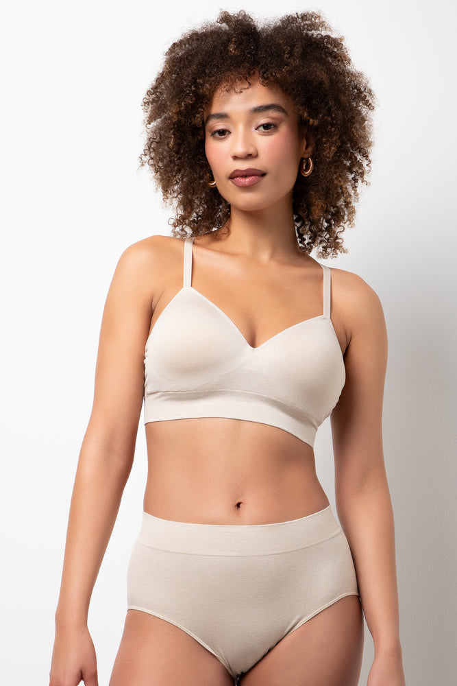 2 Pack Seam Free Bralette Navy & Natural
