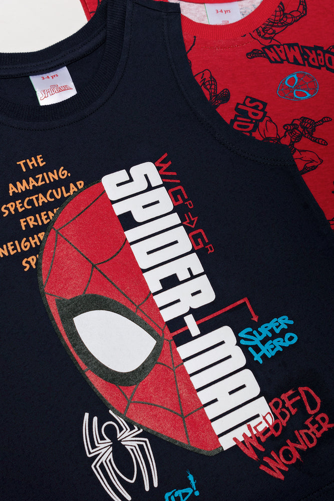Spider-Man 2 Pack Sleeveless Vests Navy And Red