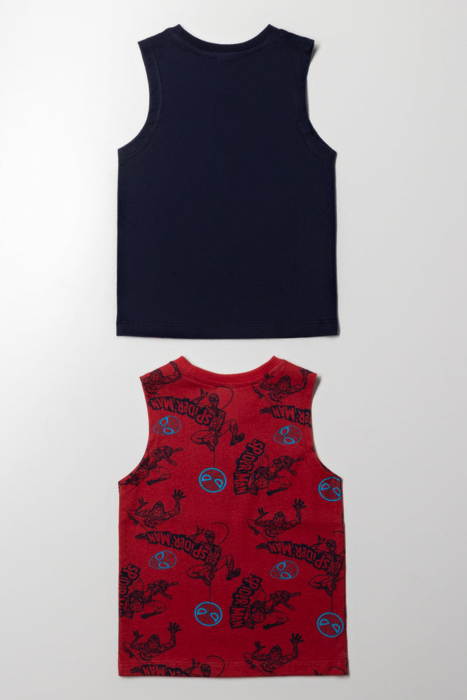 Spider-Man 2 Pack Sleeveless Vests Navy And Red (2)