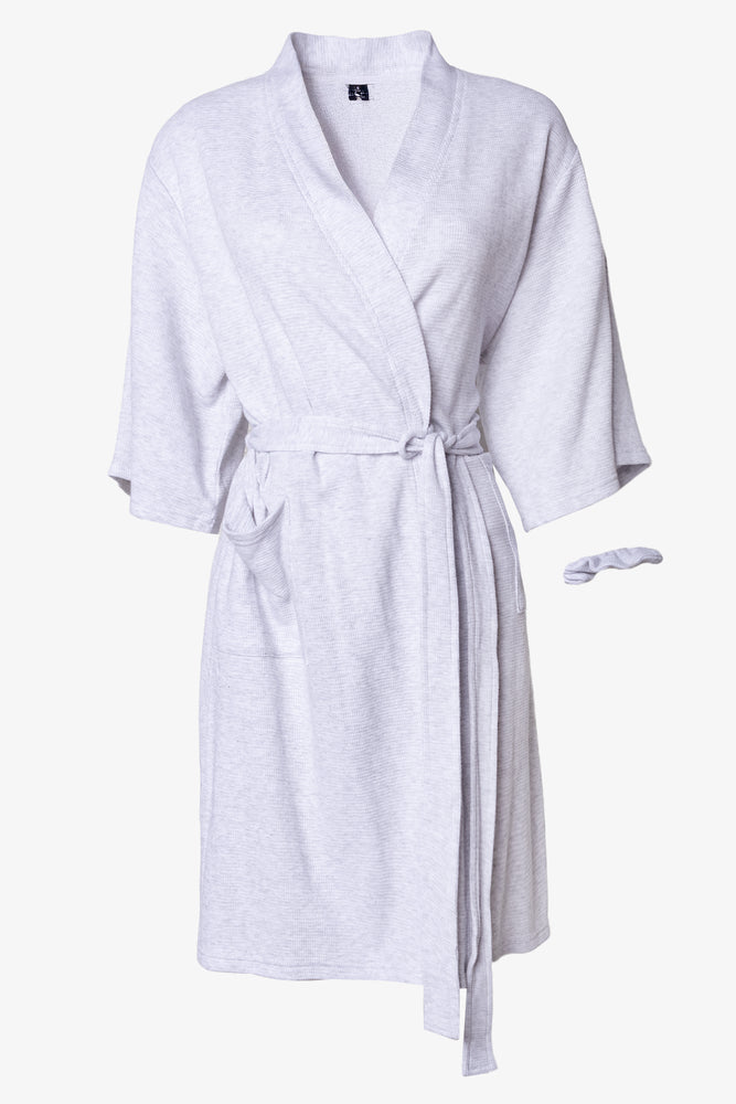 Waffle Gown  & Scrunchie Set Grey
