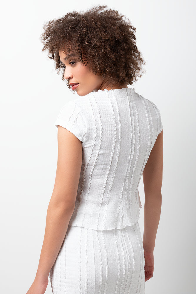 Cap Sleeve Peplum Top White (2)