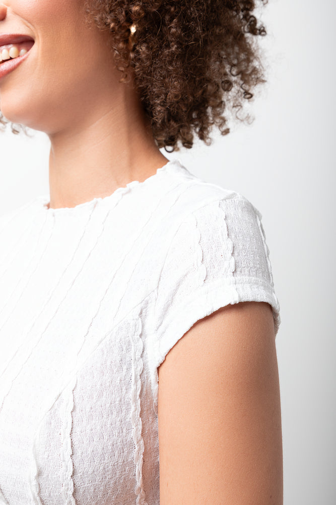 Cap Sleeve Peplum Top White (3)