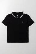 Textured Short Sleeve Golfer Black