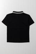 Textured Short Sleeve Golfer Black (2)