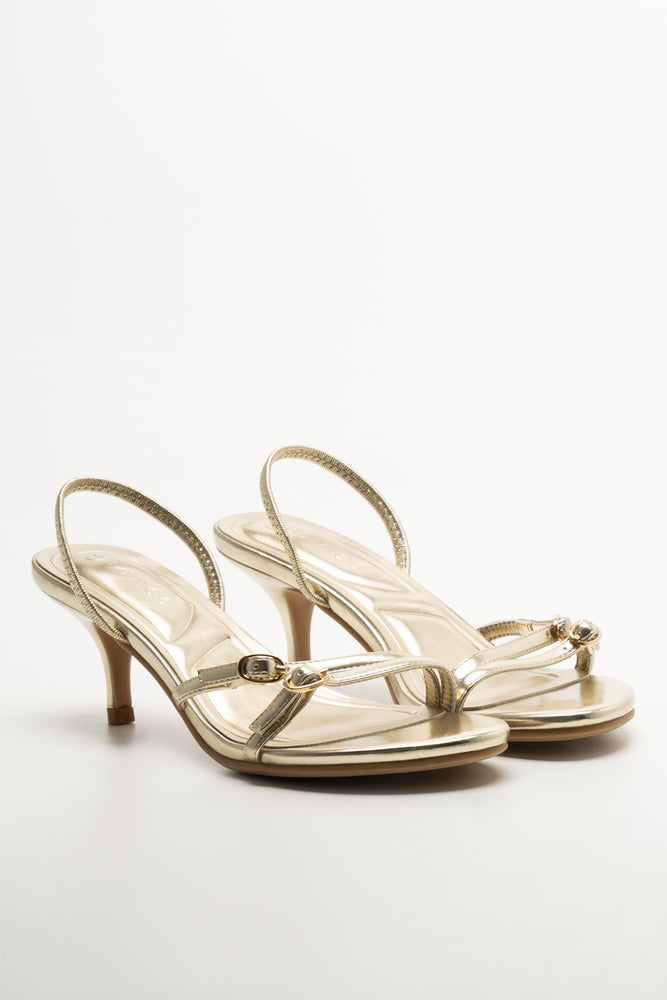Strappy Kitten Heels Gold