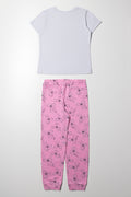 Bow Pyjama Set Grey And Pink (3)