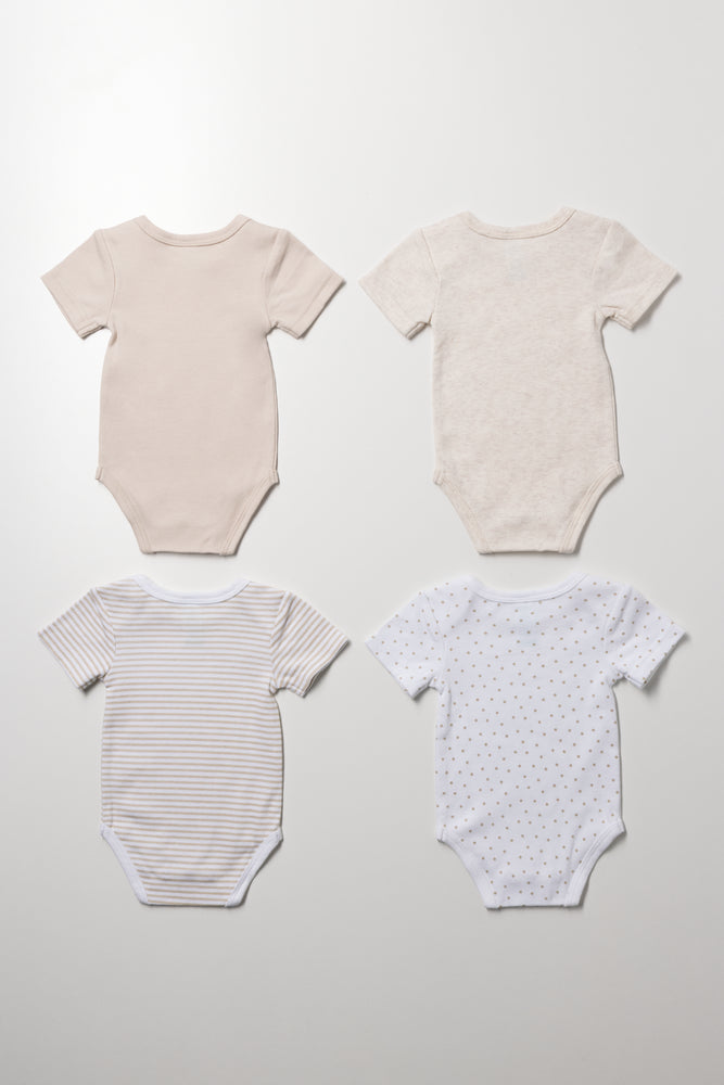 4 Pack Short Sleeve Vests Natural And White (2)