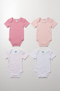 4 Pack Short Sleeve Vests Pink