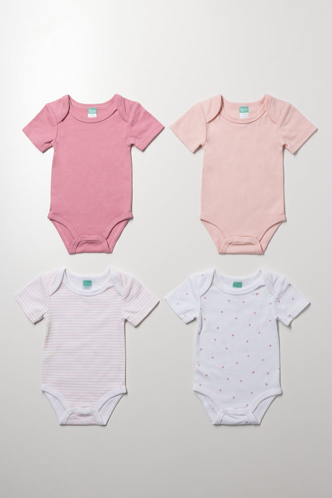4 Pack Short Sleeve Vests Pink