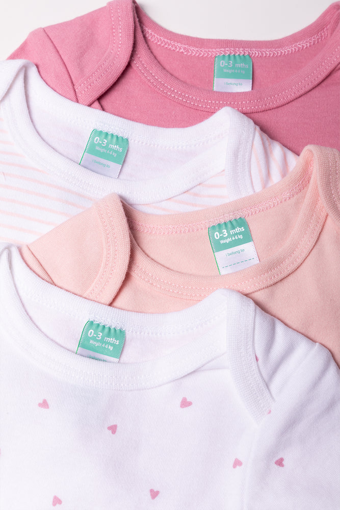 4 Pack Short Sleeve Vests Pink (1)