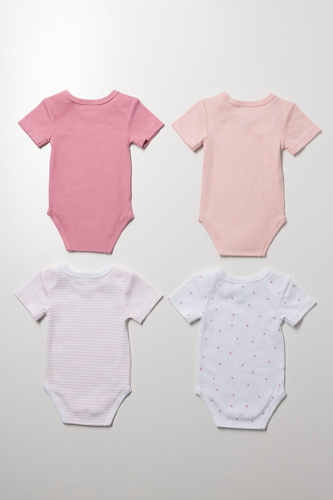 4 Pack Short Sleeve Vests Pink (2)