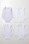 4 Pack Long Sleeve Vests White And Grey