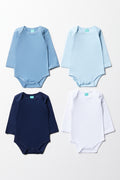 4 Pack Long Sleeve Vests Blue