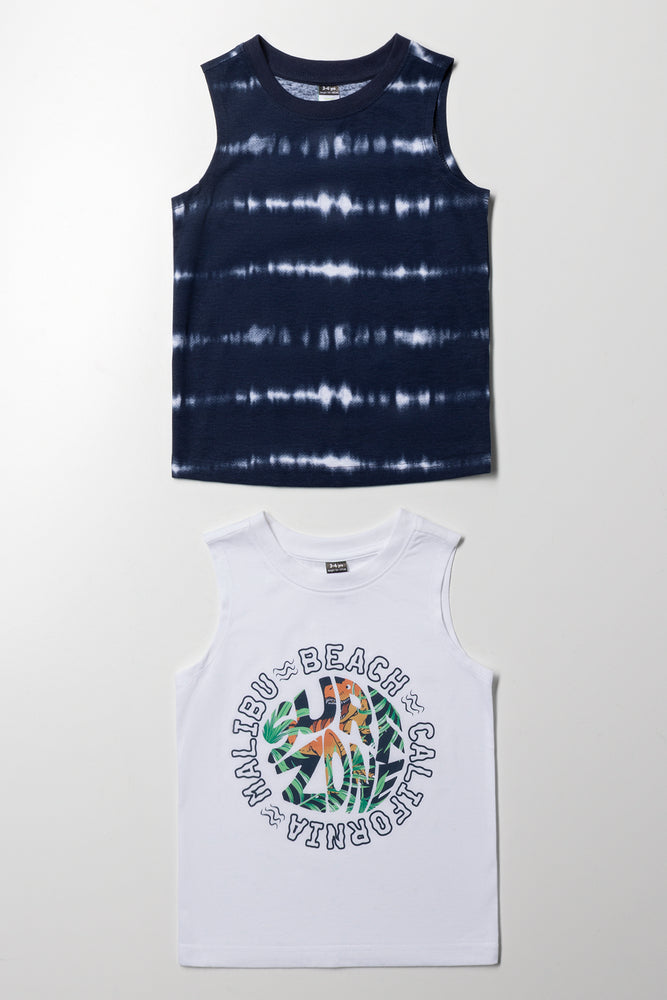 2 Pack Tie Dye Vest Navy And White