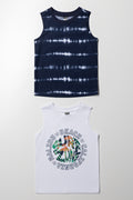 2 Pack Tie Dye Vest Navy And White