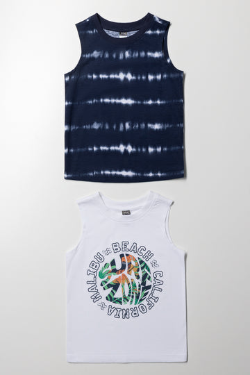2 Pack Tie Dye Vest Navy And White