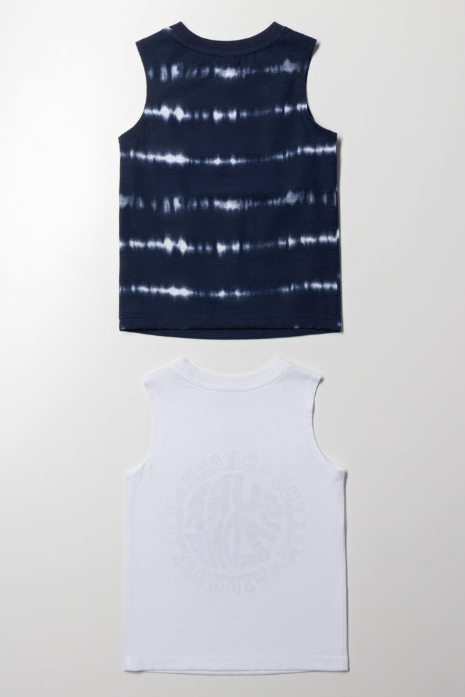 2 Pack Tie Dye Vest Navy And White (2)