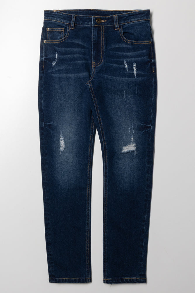 Rip And Repair Skinny Denim Jean Blue