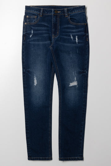 Rip And Repair Skinny Denim Jean Blue
