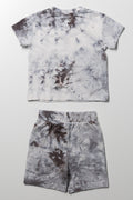 Tie Dye Shorts And T-Shirt Set Dark Grey (2)