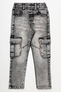 Cargo Slim Leg Denim Jeans Dark Grey