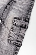 Cargo Slim Leg Denim Jeans Dark Grey (1)