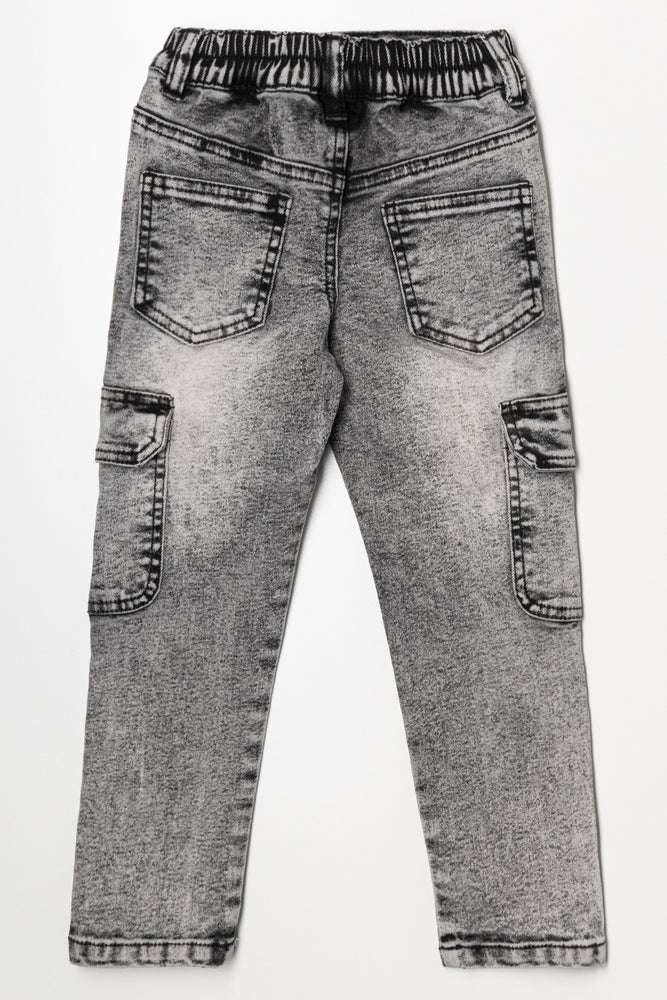 Cargo Slim Leg Denim Jeans Dark Grey (2)