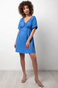 Puff Sleeve Dress Blue