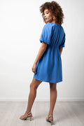 Puff Sleeve Dress Blue (2)