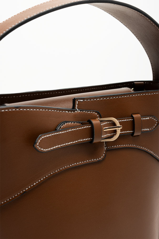 Buckle Bucket Bag Tan (3)