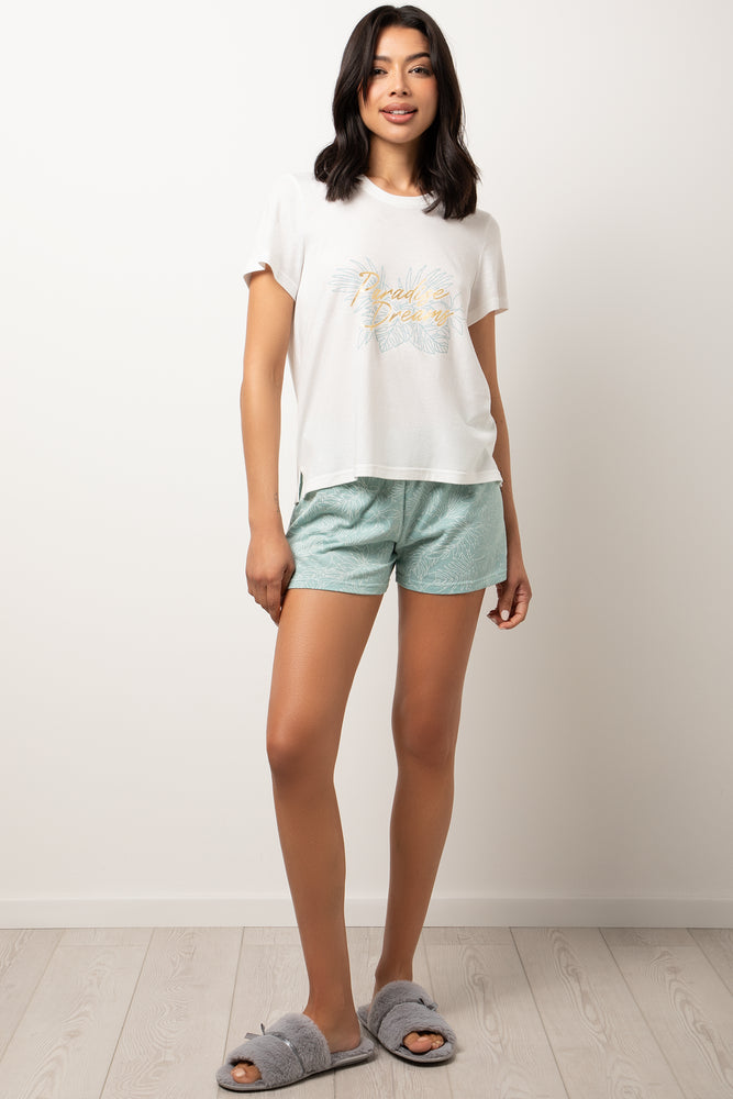 Paradise Dreams Shorts Pyjama Set Sage