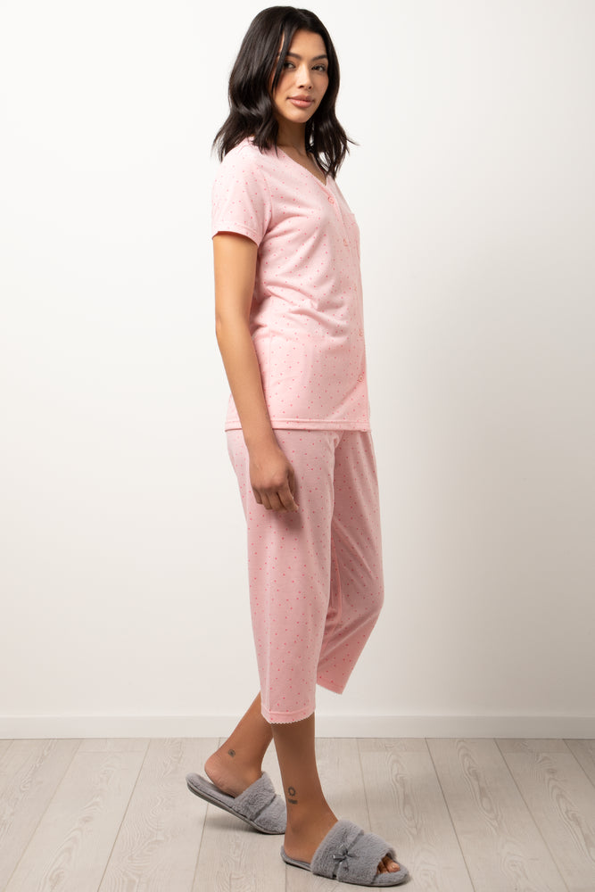 Spotty Capri Pyjama Set Pink