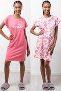 2 Pack Wake Up In Paradise Sleepshirts Pink