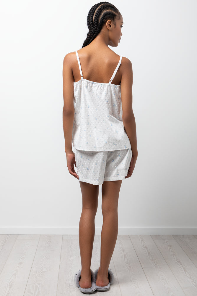 Cami And Shorts Pyjama Set White (2)