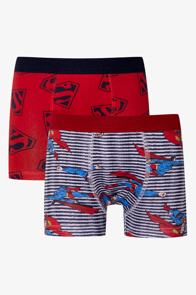 Superman 2 Pack Boxers Red And Grey