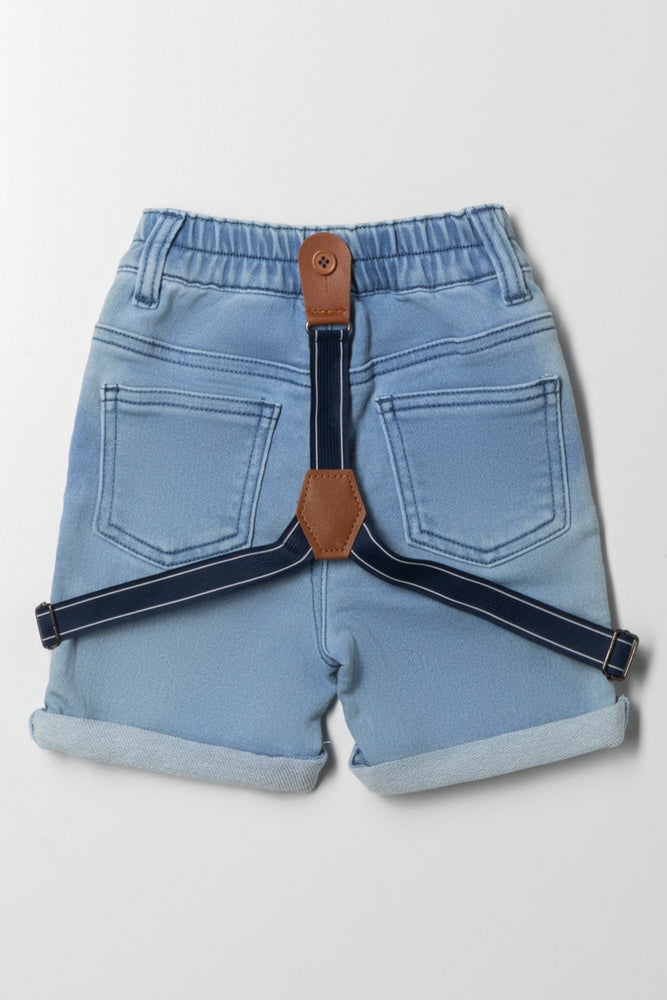 Denim Shorts With Brace Light Blue (2)