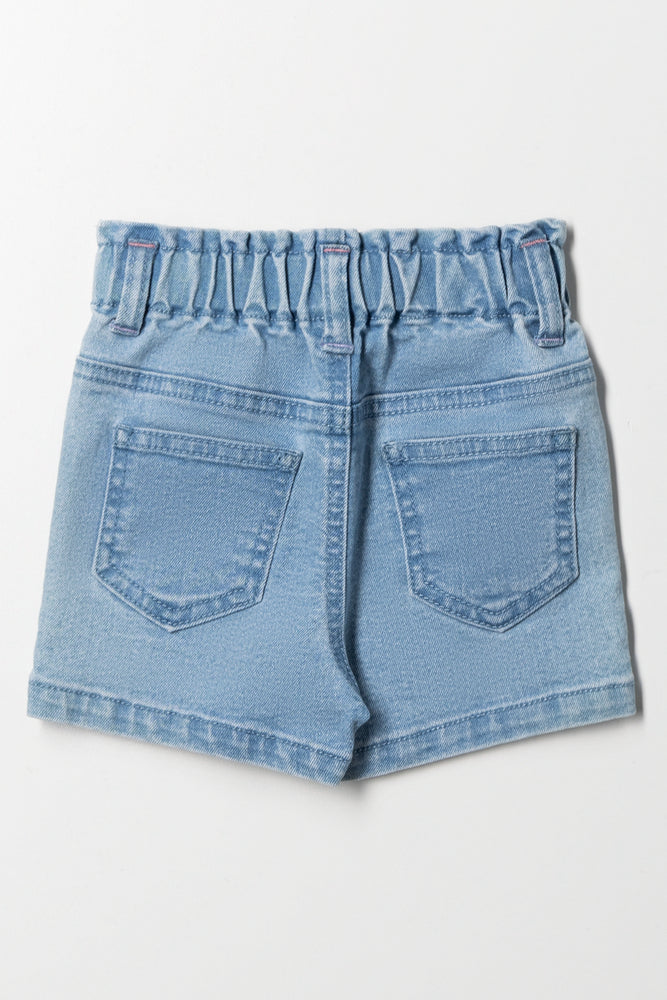 Flower Denim Shorts Light Blue (3)