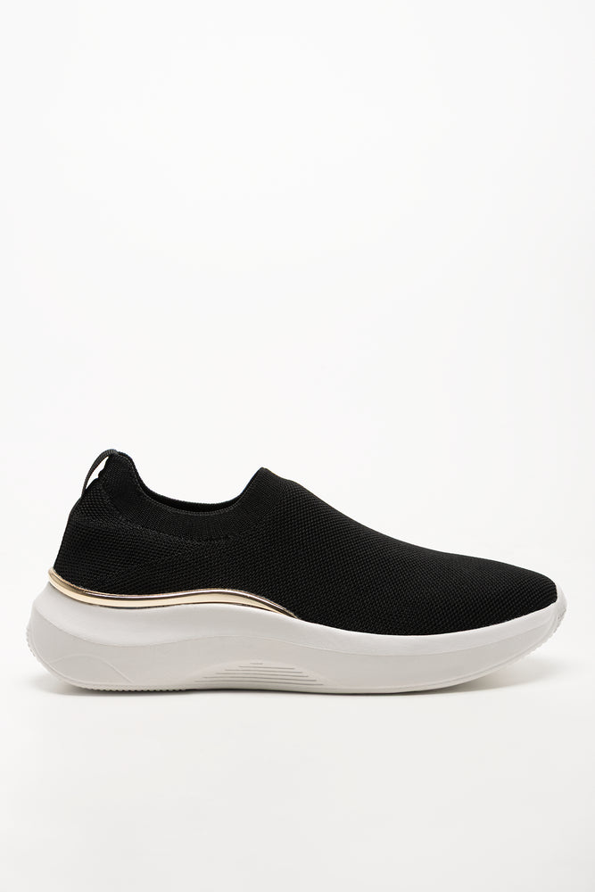 Knit With Metal Trim Trainers Black