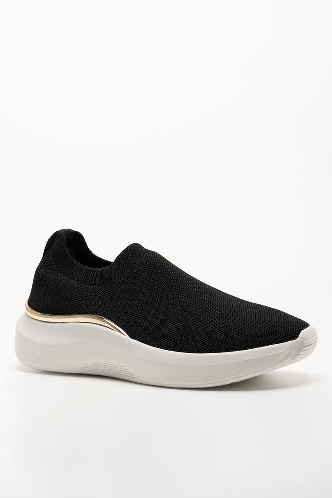 Knit With Metal Trim Trainers Black