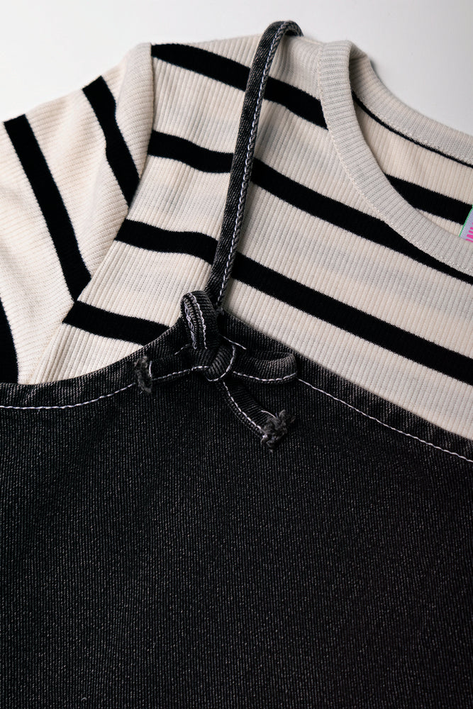 Strappy Dress And T-Shirt Set Black (1)