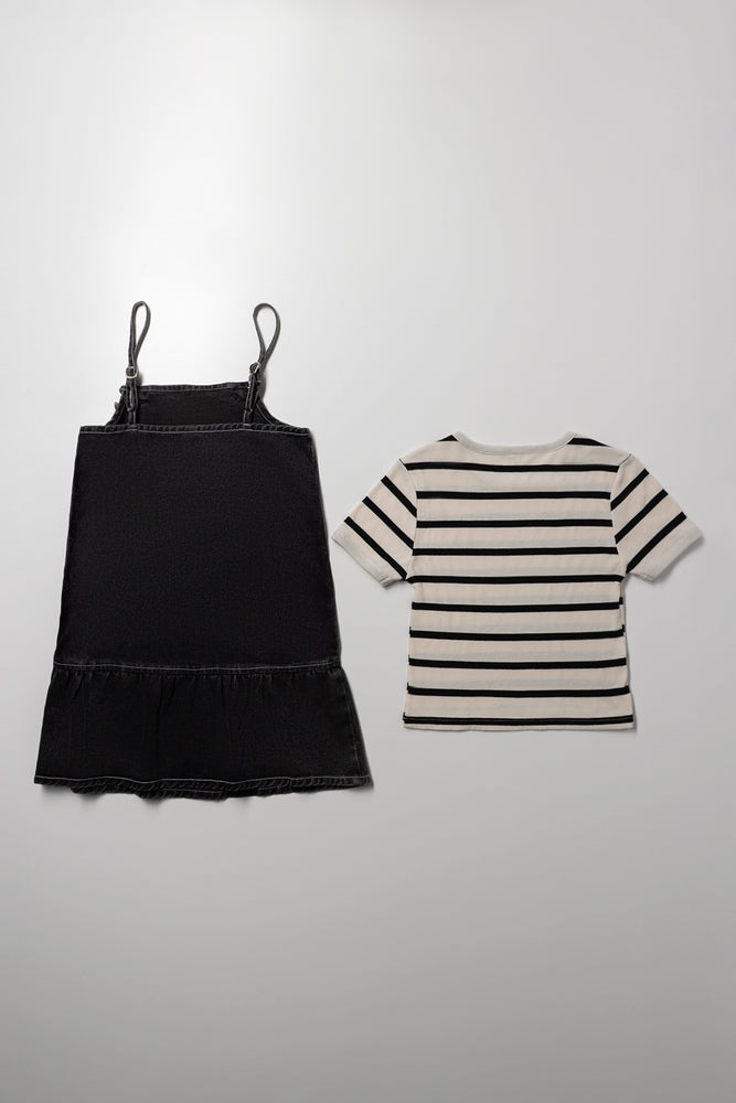 Strappy Dress And T-Shirt Set Black (3)